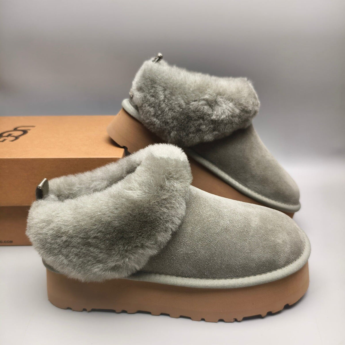 Green Platform Slip-On Shoes with Suede-Look Finish | 1393