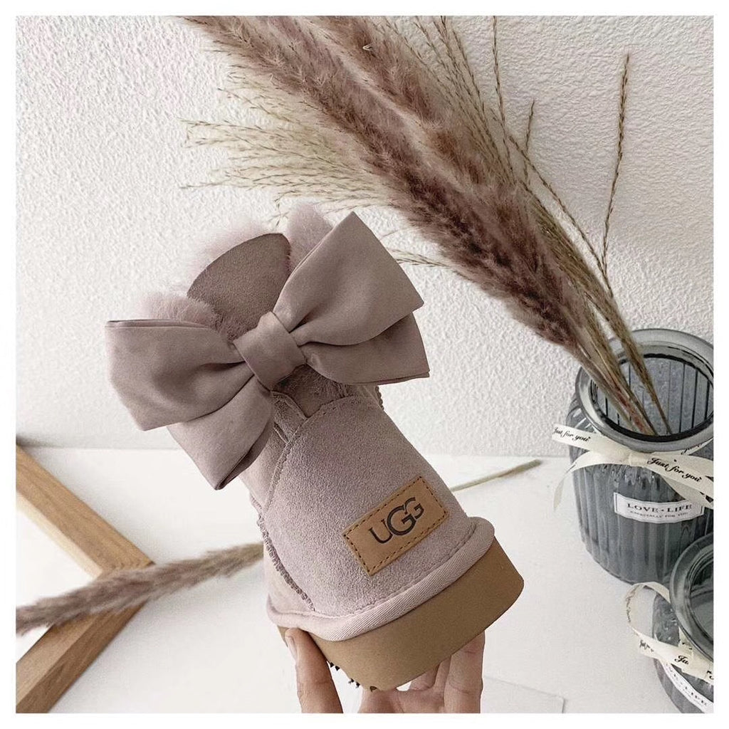 Twilight Pink Bow-Detail Ankle Boots | 3130