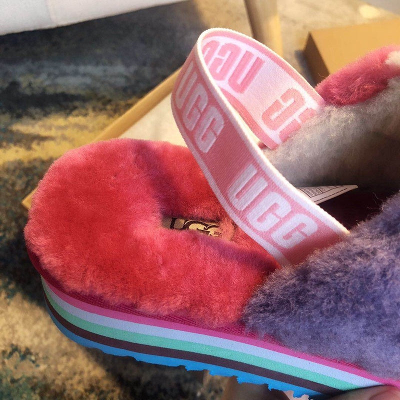 Fuchsia Colorblock Platform Sandals | 3490