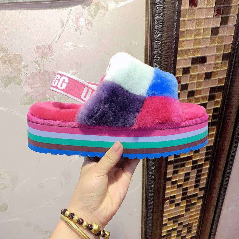 Fuchsia Colorblock Platform Sandals | 3490