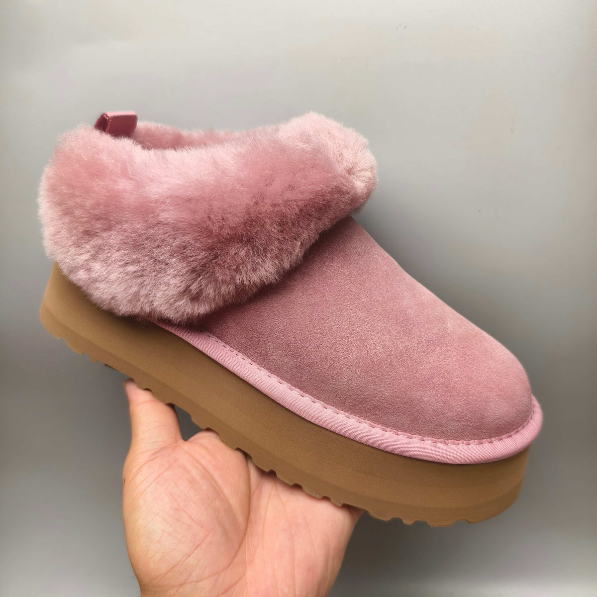 Pink Platform Slip-On Shoes with Suede-Look Finish | 1393