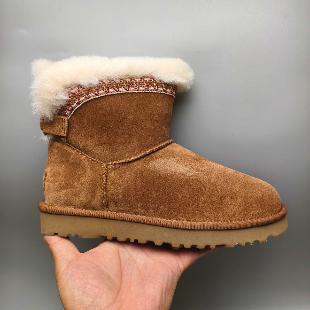 Chestnut Folk-Inspired Shoes with Back Strap | 4517