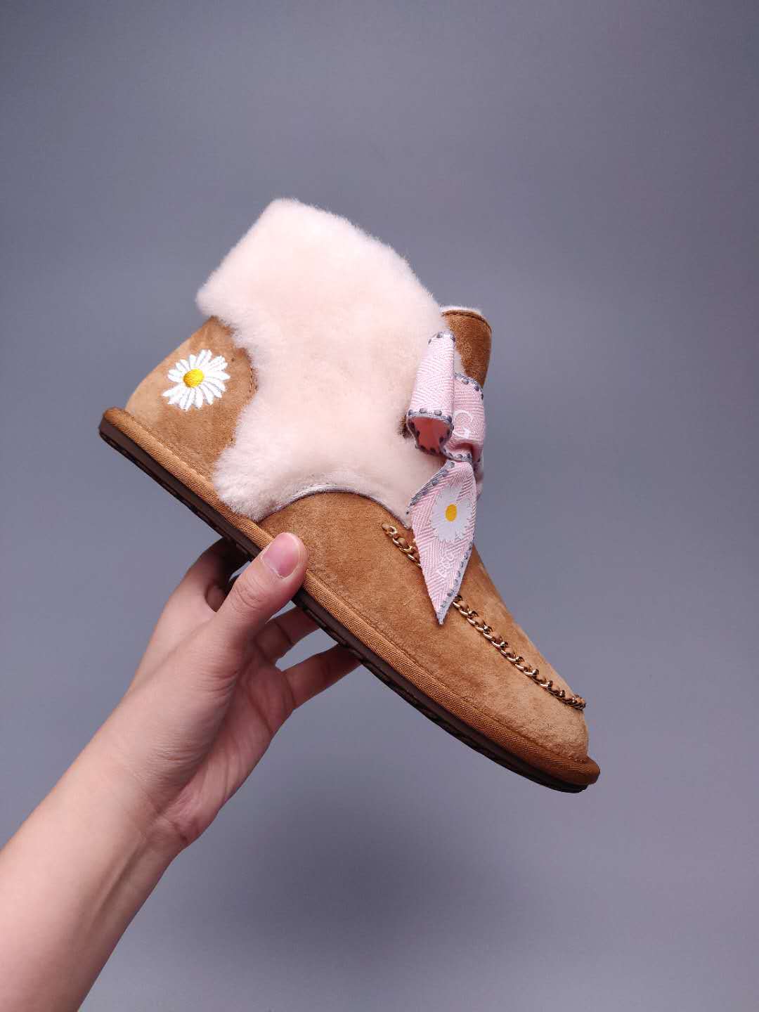 Chestnut Daisy Chain & Ribbon Detail Shoes | Style 7888