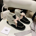 Black Daisy Chain & Ribbon Detail Shoes | Style 7888