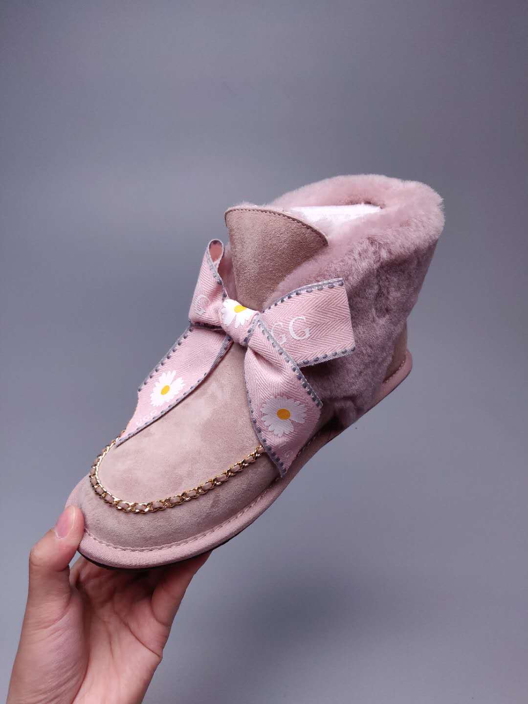 Dusk Pink Daisy Chain & Ribbon Detail Shoes | Style 7888